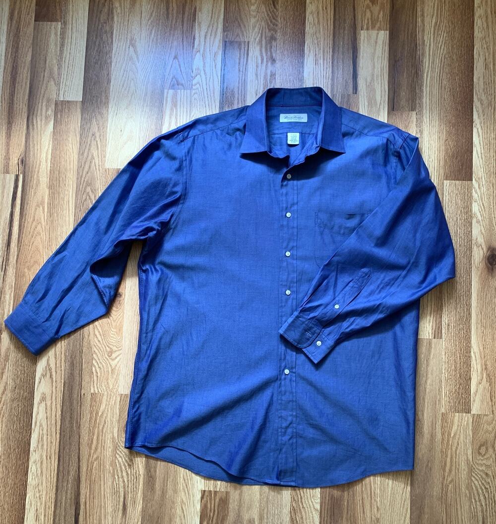 Brooks Brothers Dress Shirt Mens XL 17 - 32/33 Blue Button Up All Cotton